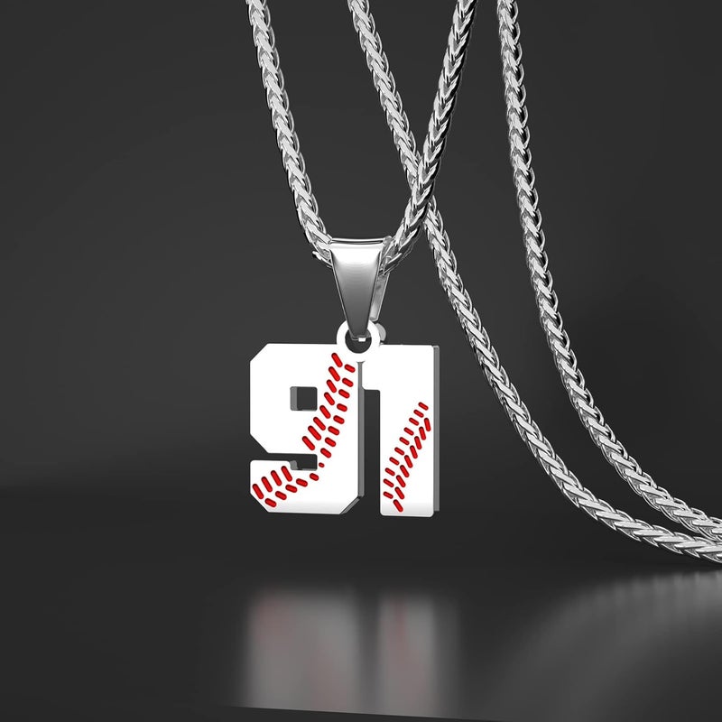 Wikavanli Personalized Baseball Jersey Number 00-99 Necklace - Stainless Steel Baseball Chain Pendant Necklace - Team Jewelry Gift for Boys, Girls, Men, Women - Image 2